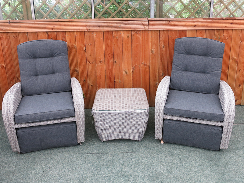 grey rocking rattan garden chairs set